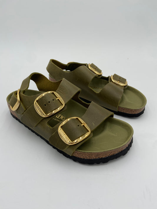 Birkenstock Milano Big Buckle Green Oiled Leather size 38