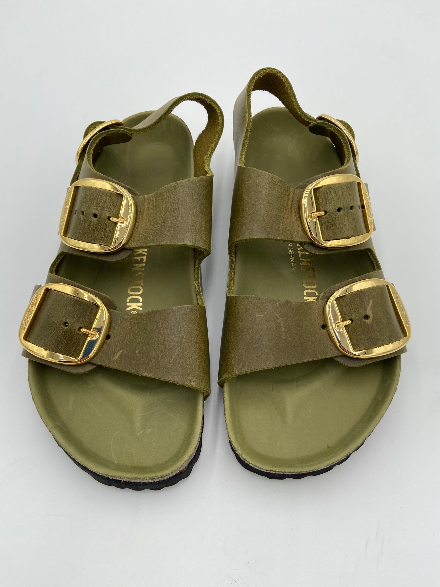 Birkenstock Milano Big Buckle Green Oiled Leather size 38