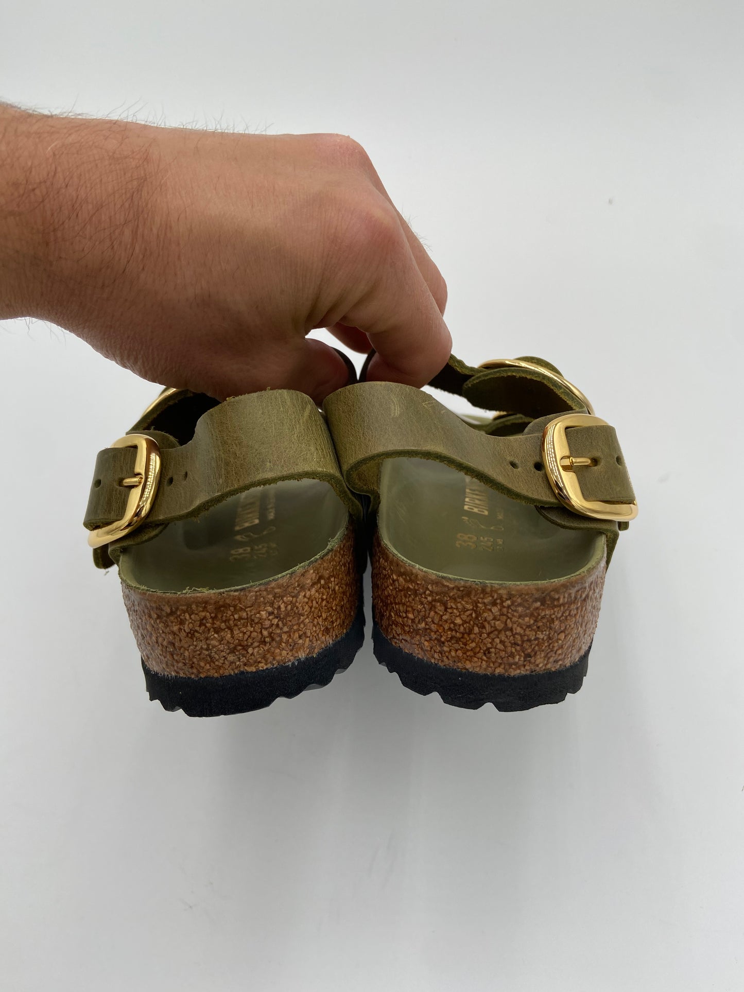 Birkenstock Milano Big Buckle Green Oiled Leather size 38