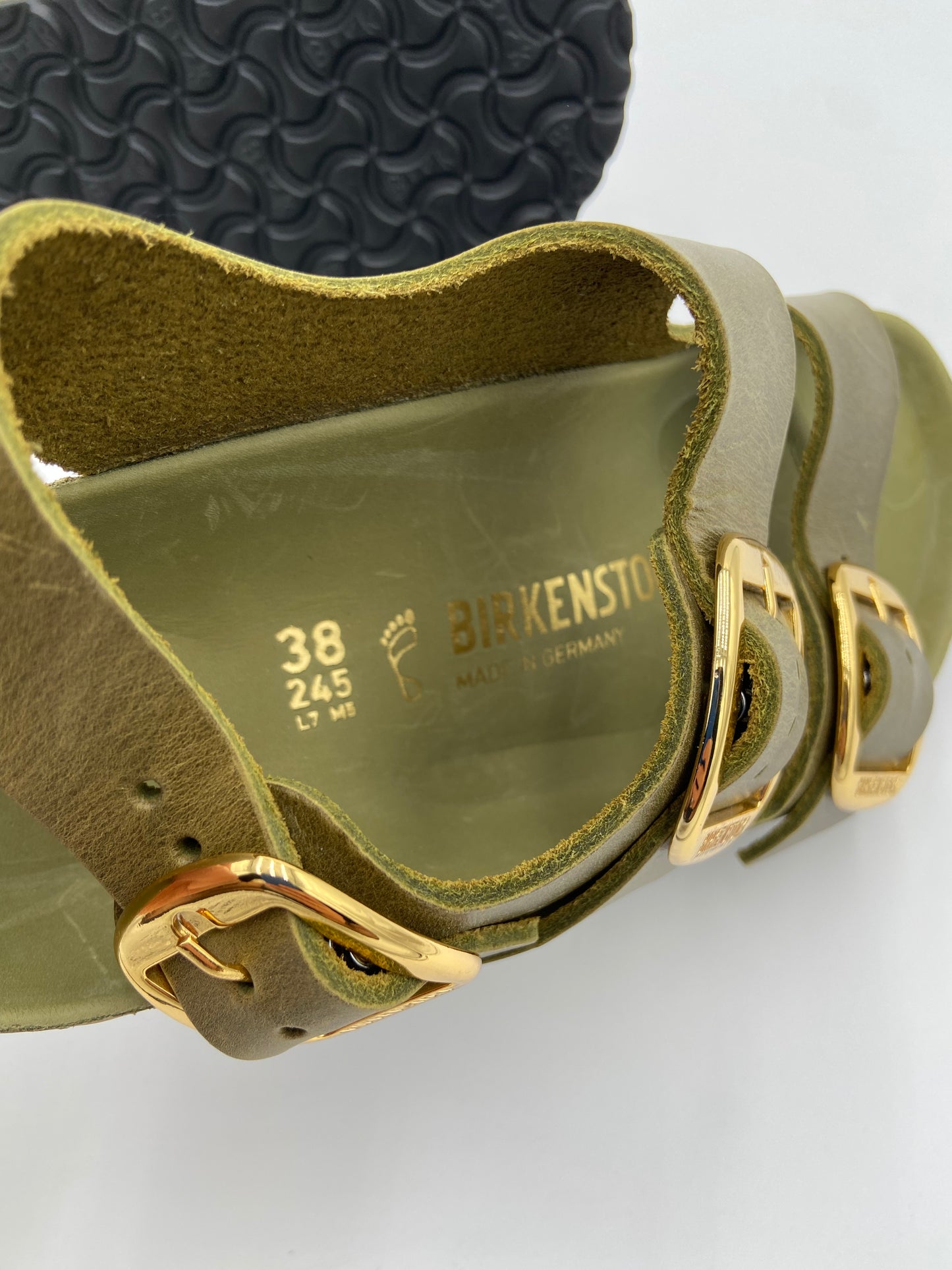 Birkenstock Milano Big Buckle Green Oiled Leather size 38