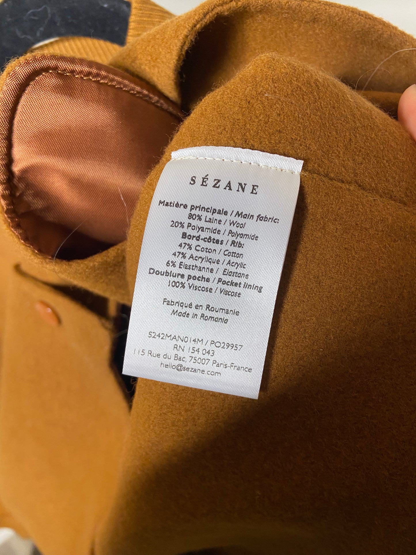 Sezane Suzy Coat in Caramel size 38 (M)