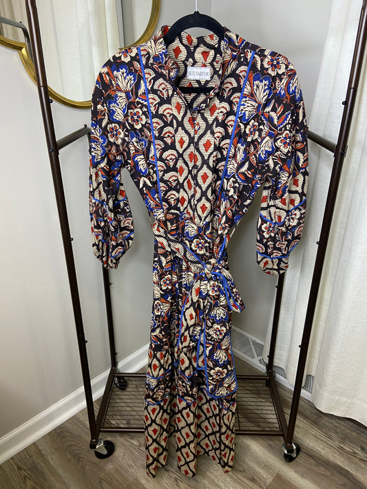 Sue Sartor Flounce Midi Dress size M
