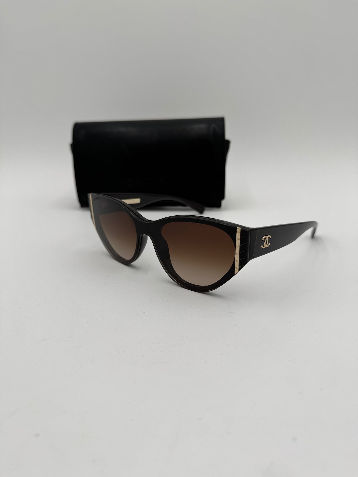 Chanel Acetate Cat Eye Sunglasses 6054 Black