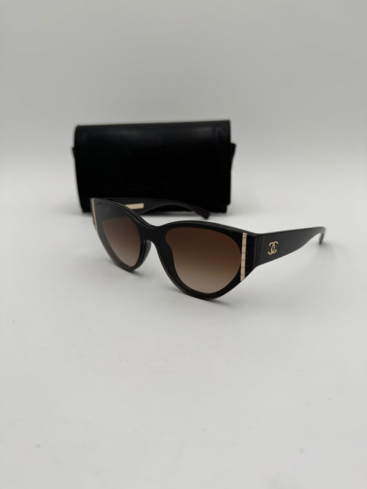 Chanel Acetate Cat Eye Sunglasses 6054 Black