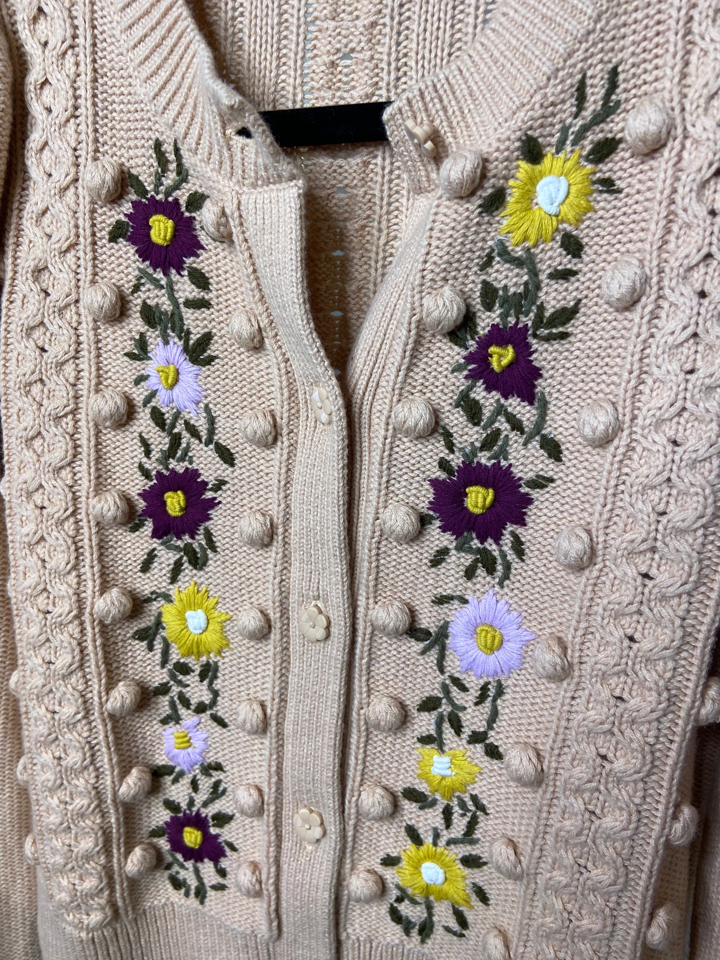 Alice and Olivia Embroidered Kitty Puff Sleeve Cardigan size S