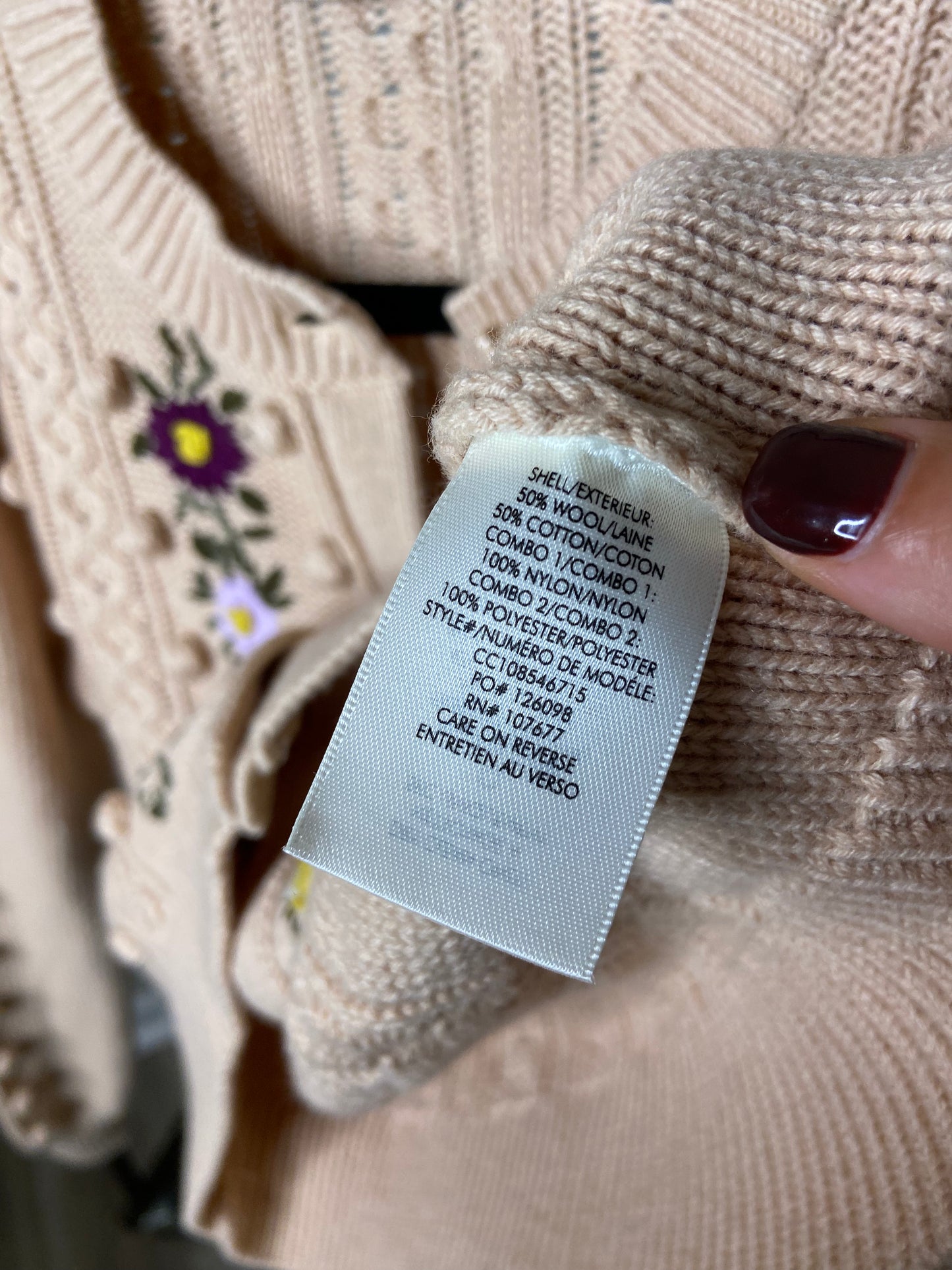 Alice and Olivia Embroidered Kitty Puff Sleeve Cardigan size S
