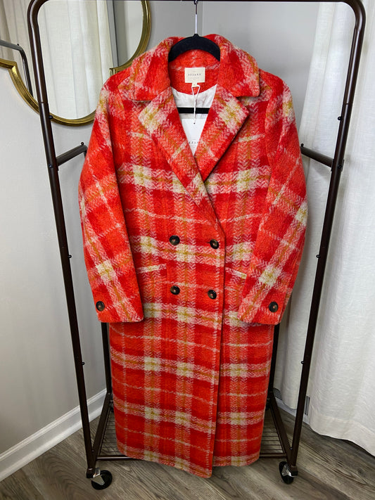 Sezane Viktor Coat Red Check size US 4