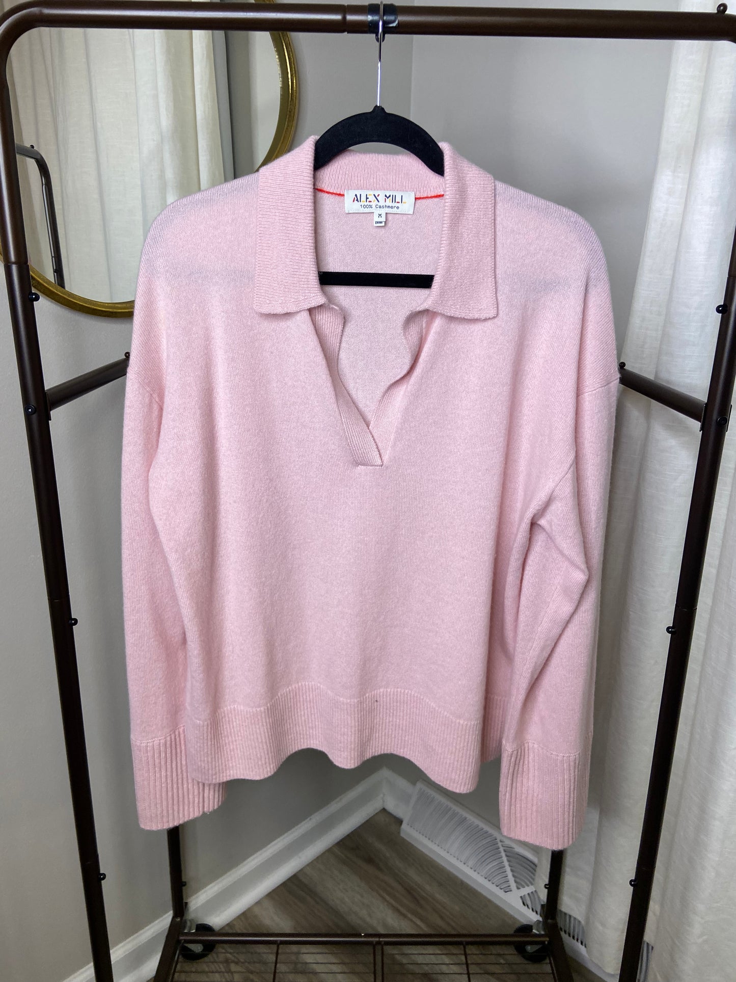 Alex Mill Isa Baby Pink Polo Cashmere Sweater size M