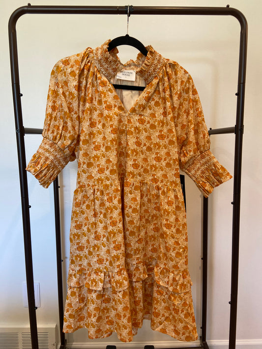 Hyacinth House Burnt Orange Floral Sawyer Mini Dress size S