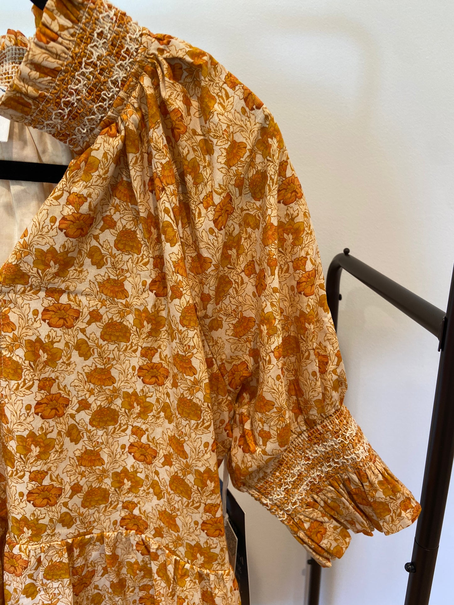 Hyacinth House Burnt Orange Floral Sawyer Mini Dress size S