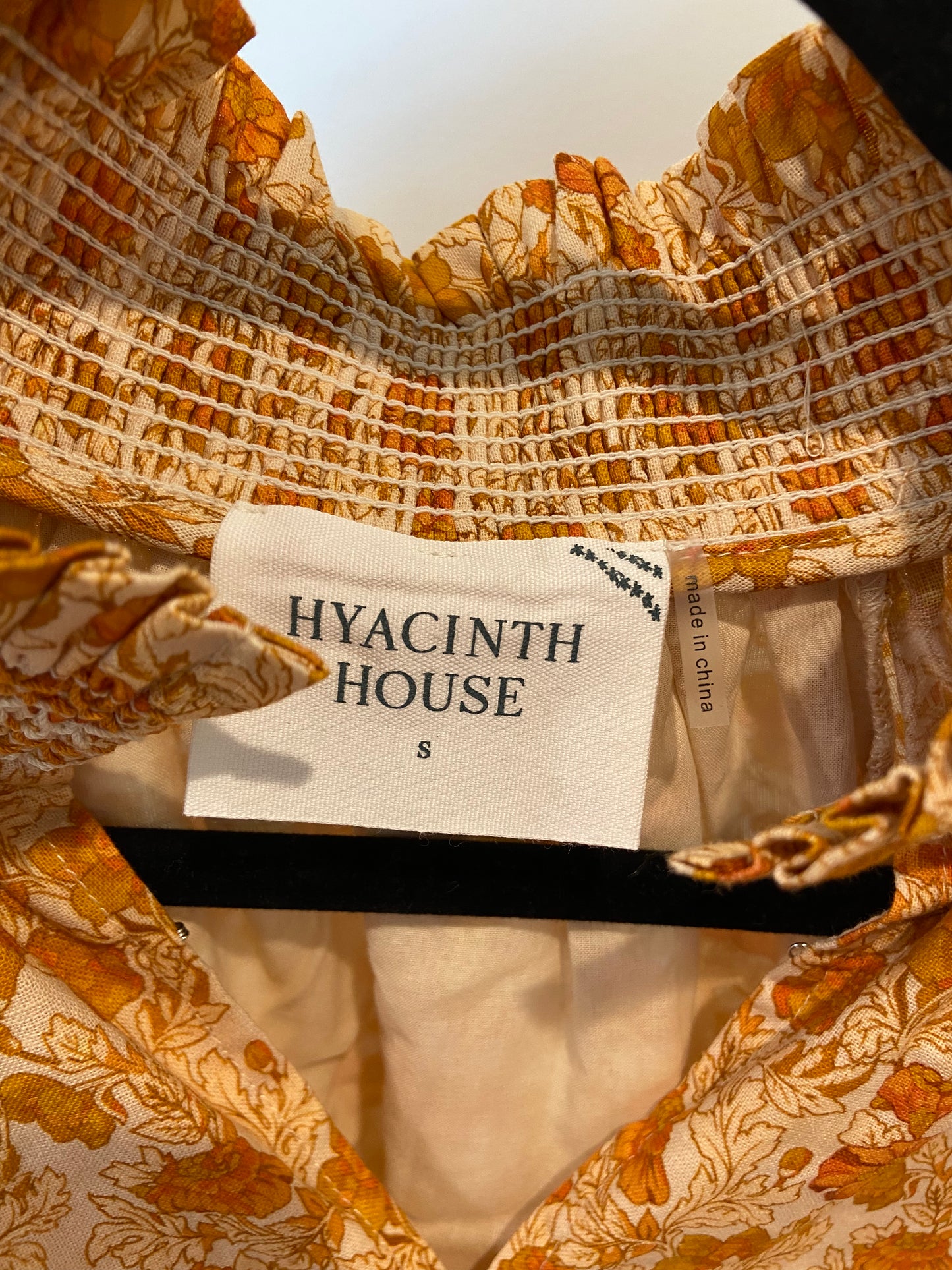 Hyacinth House Burnt Orange Floral Sawyer Mini Dress size S