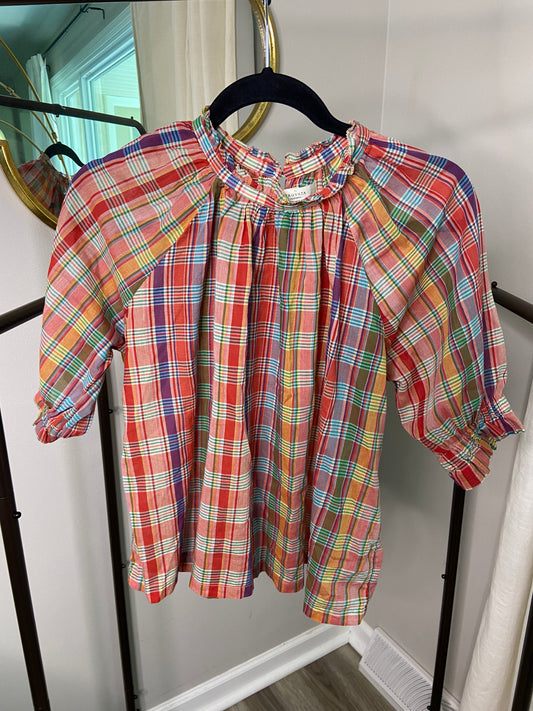Trovata Birds of Paradis Sheila Blouse Plaid size XS