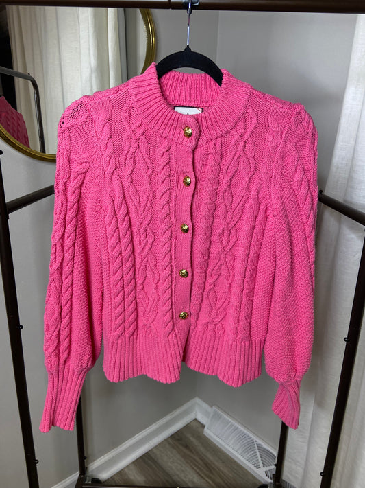 Tuckernuck Hot Pink Cotton Colette Cardigan size S