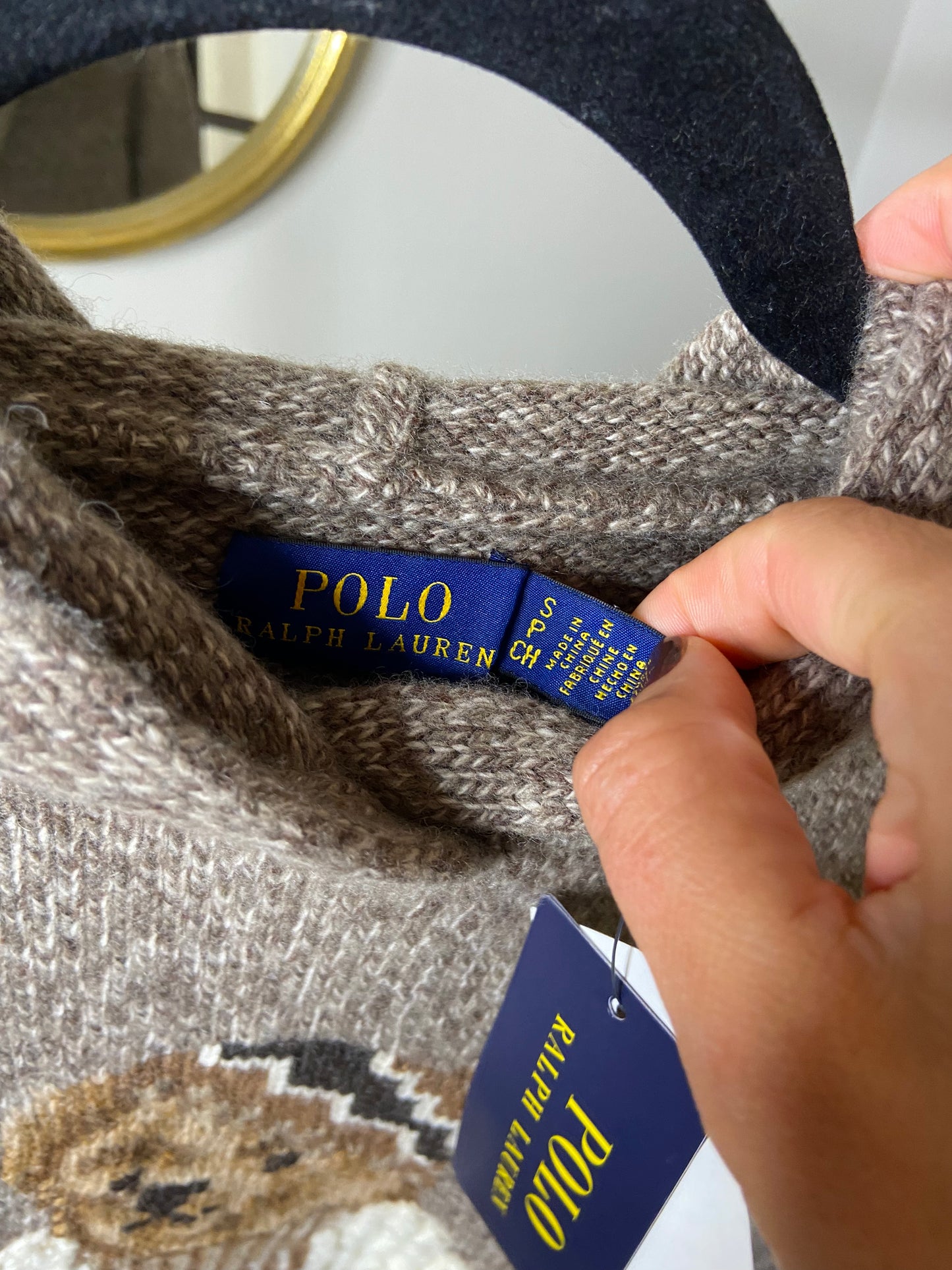Polo Ralph Lauren Bear Wool Cashmere Hoodie Sweater size S