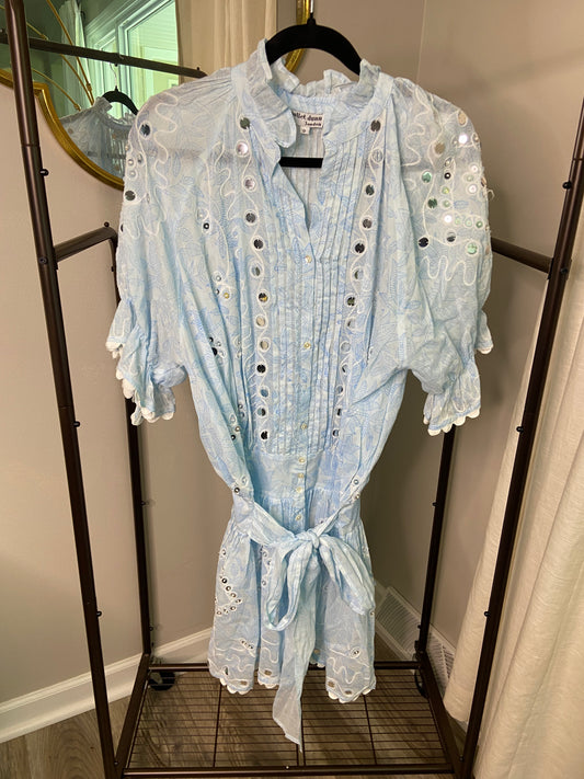 Juliet Dunn Mirror Embellished Blouson Dress size 2/4