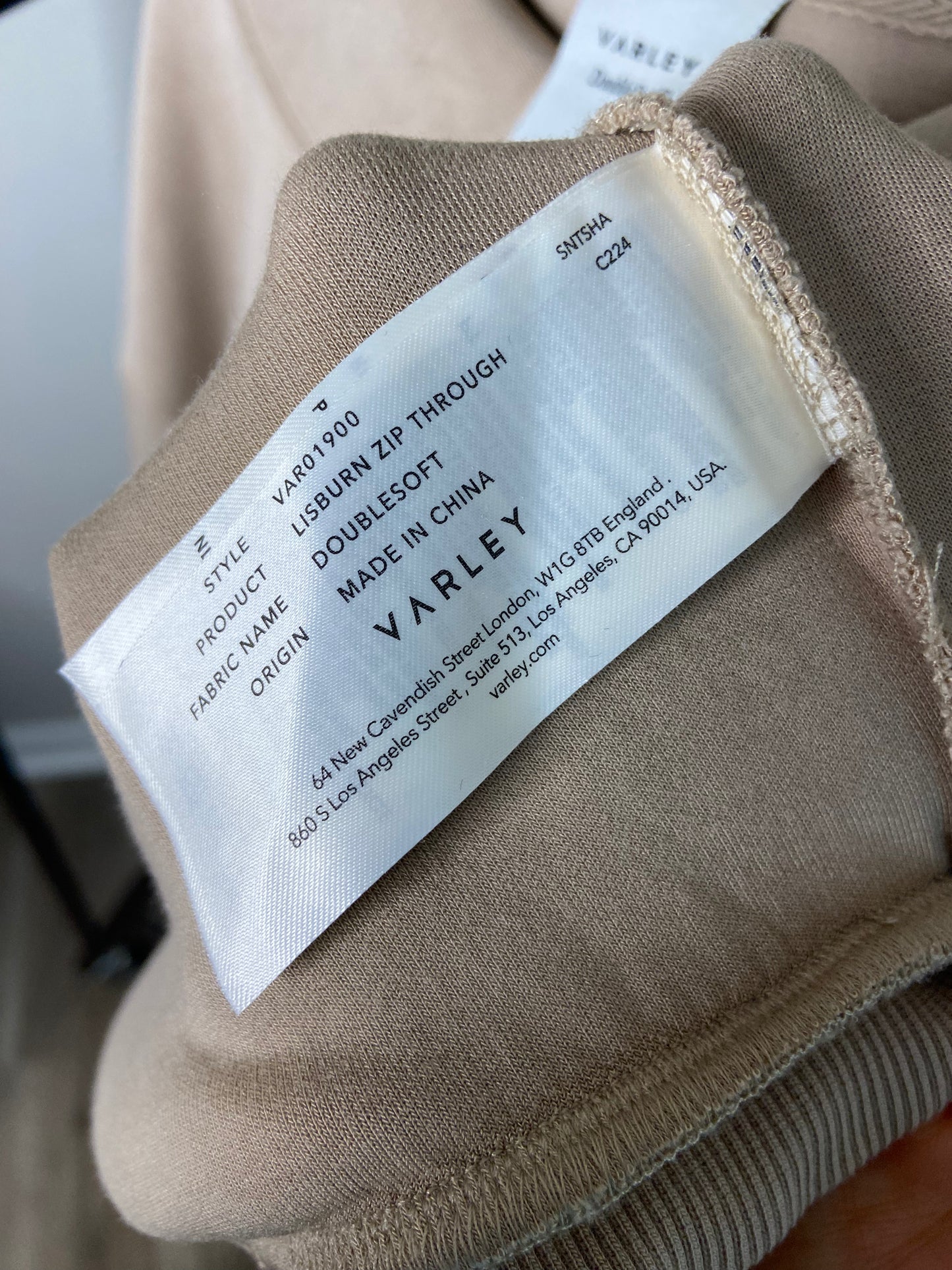 Varley Lisburn Zip-Through Sweat Jacket size L