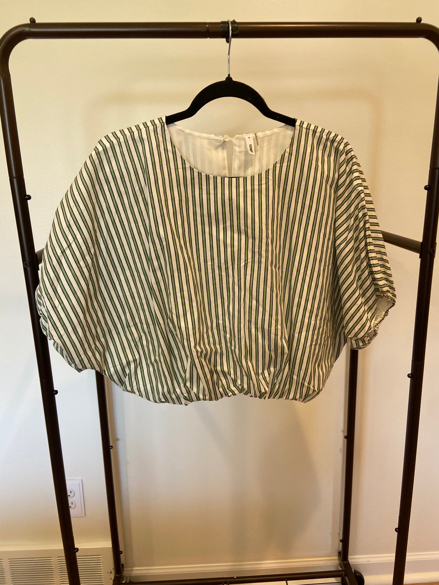 Glam Green Stripe Baloon Top with Matching Midi Skirt size M