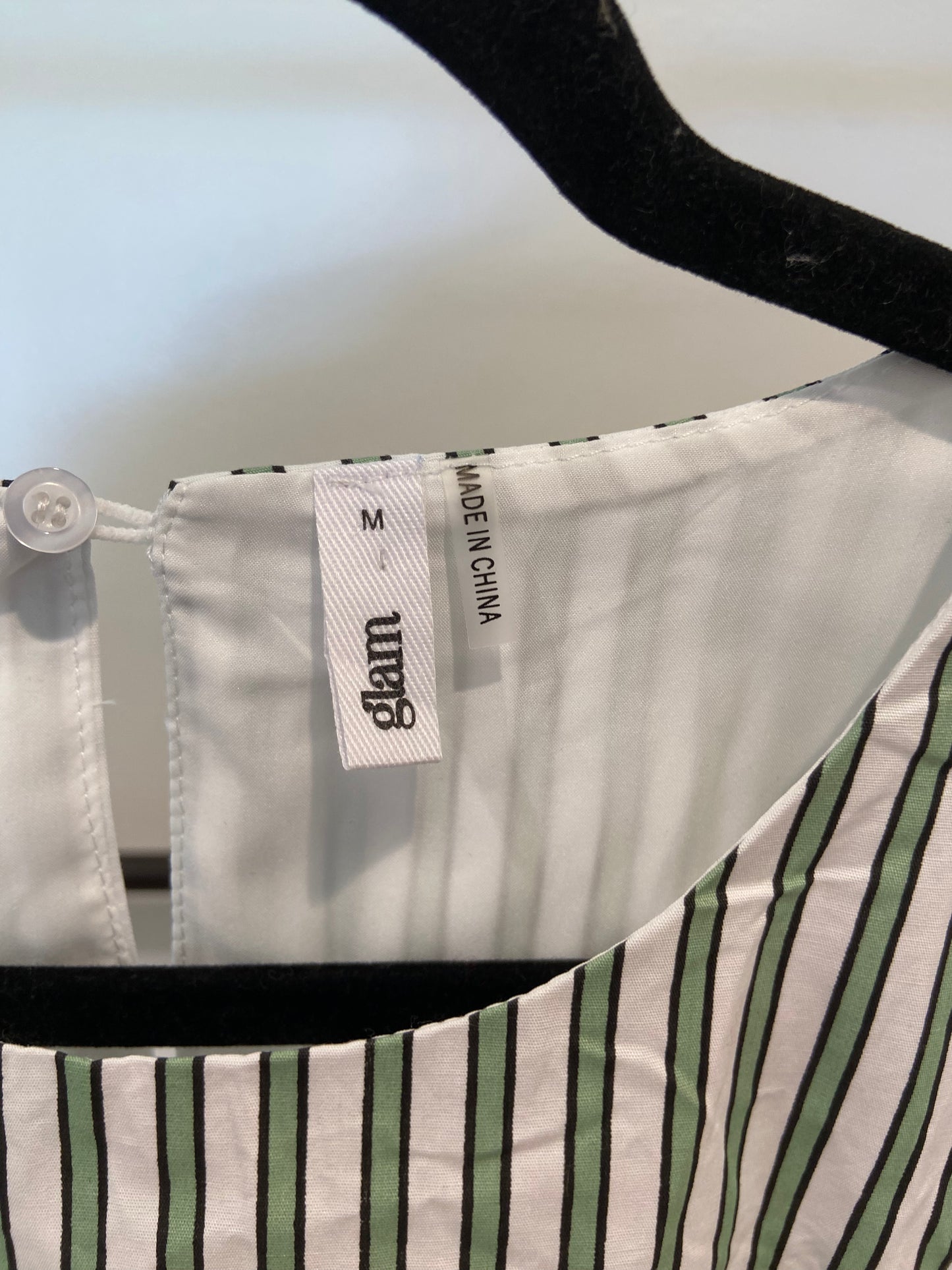 Glam Green Stripe Baloon Top with Matching Midi Skirt size M