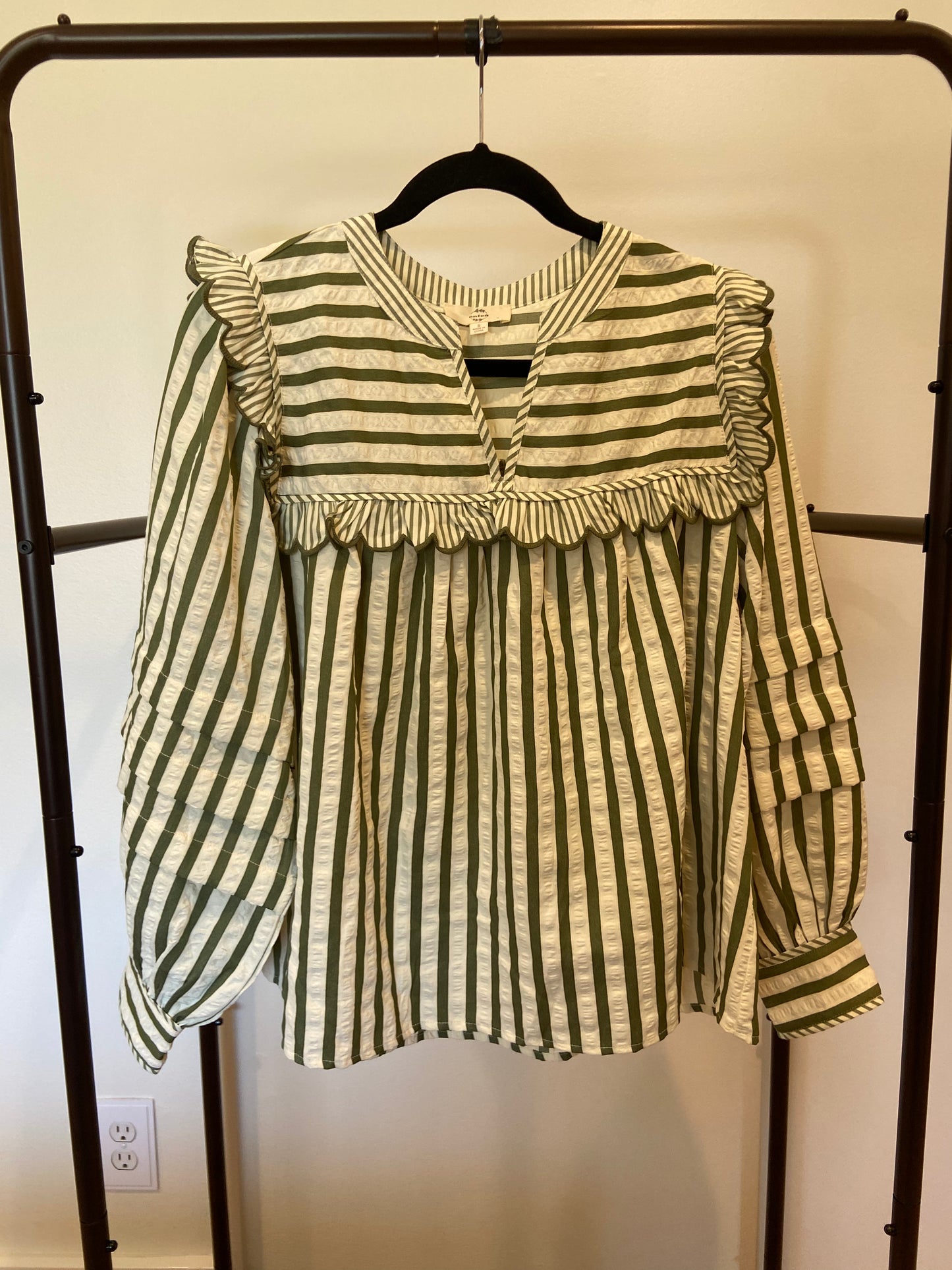 Entro Striped Babydoll Top Ruffle size S