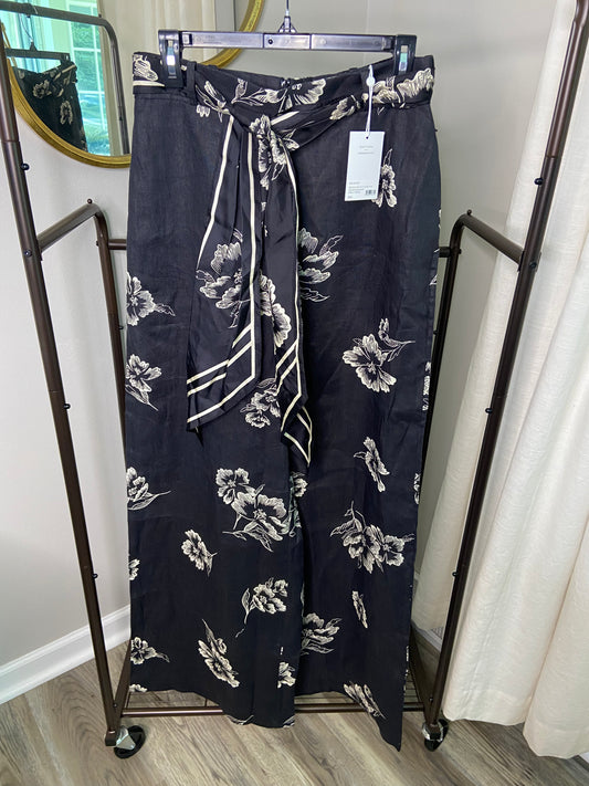 Zimmermann Black Poppy Linen Wide Leg Pants size US 8