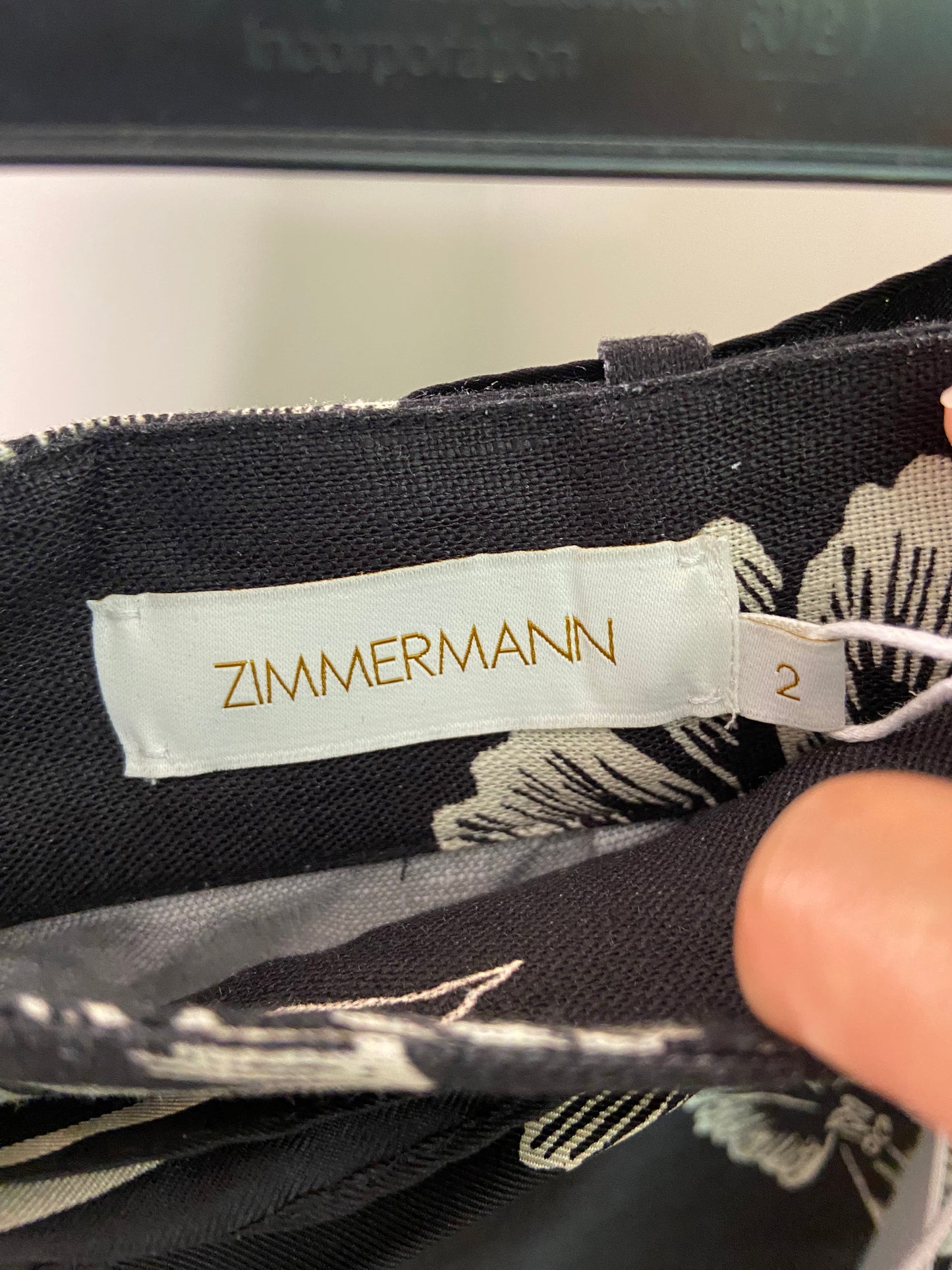 Zimmermann Black Poppy Linen Wide Leg Pants size US 8