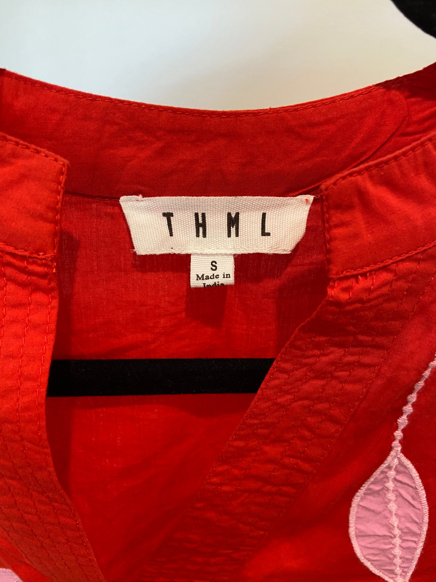 THML Red and Pink Embroidered Poplin Top size S