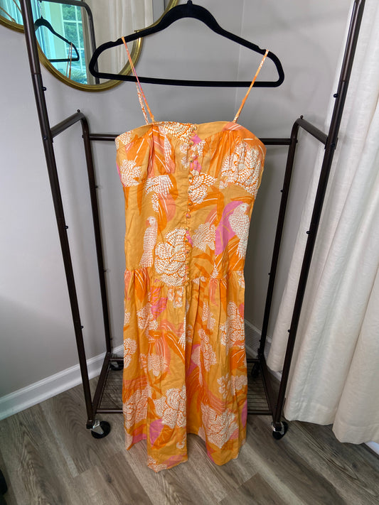 Farm Rio Linen Blend Strapless Drop-Waist Maxi Dress size M