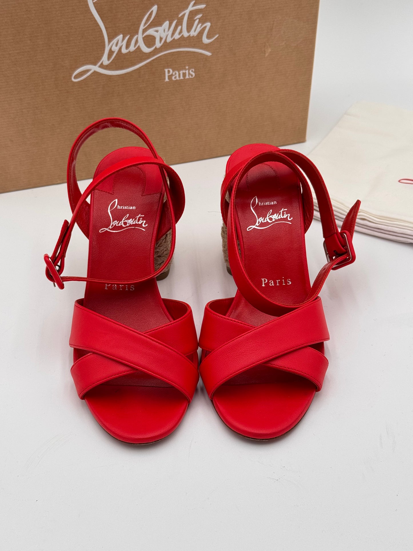 Christian Louboutin Nappa Summer Mariza 85 Espadrille Sandals Shoes size 36