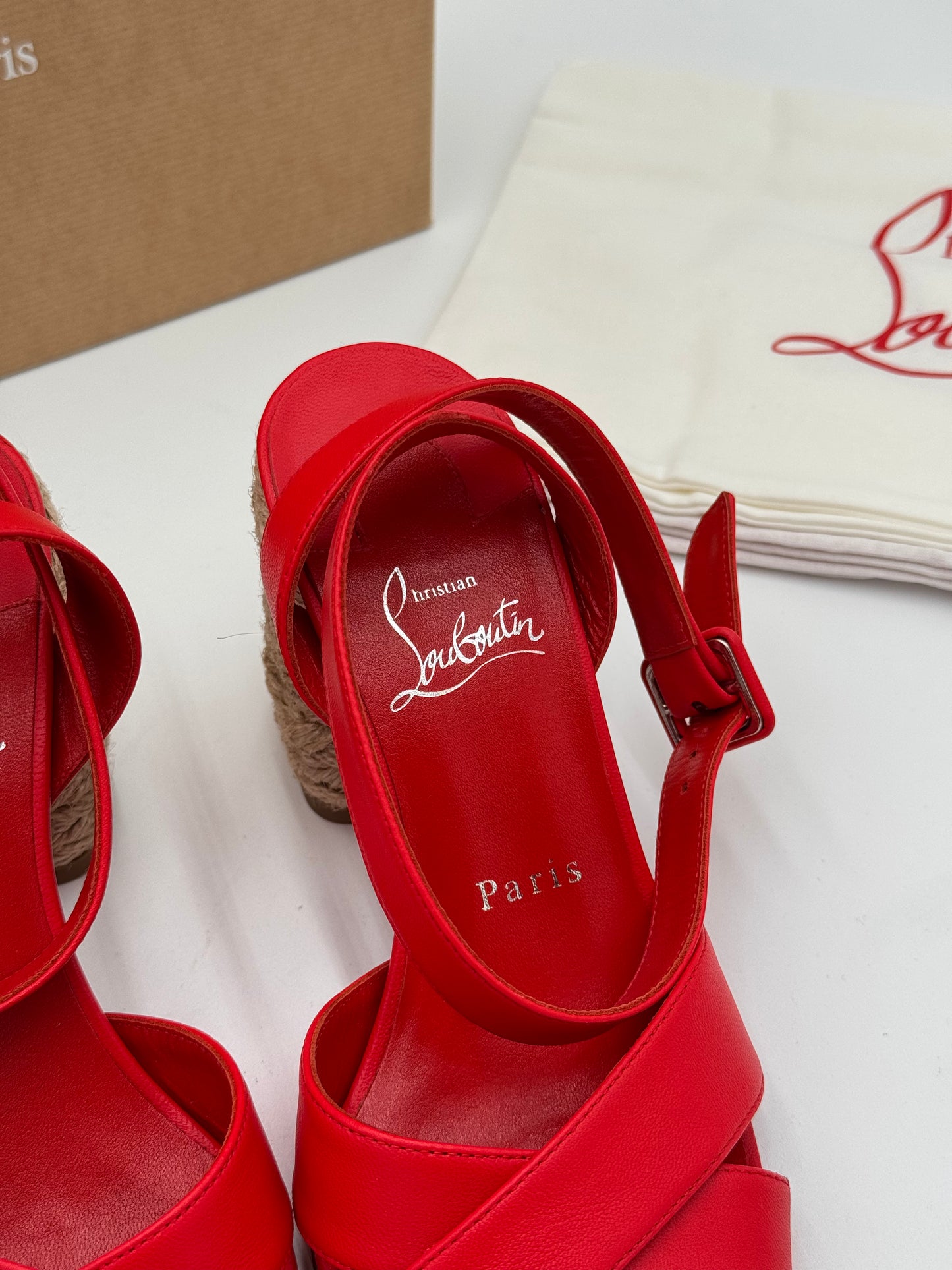 Christian Louboutin Nappa Summer Mariza 85 Espadrille Sandals Shoes size 36