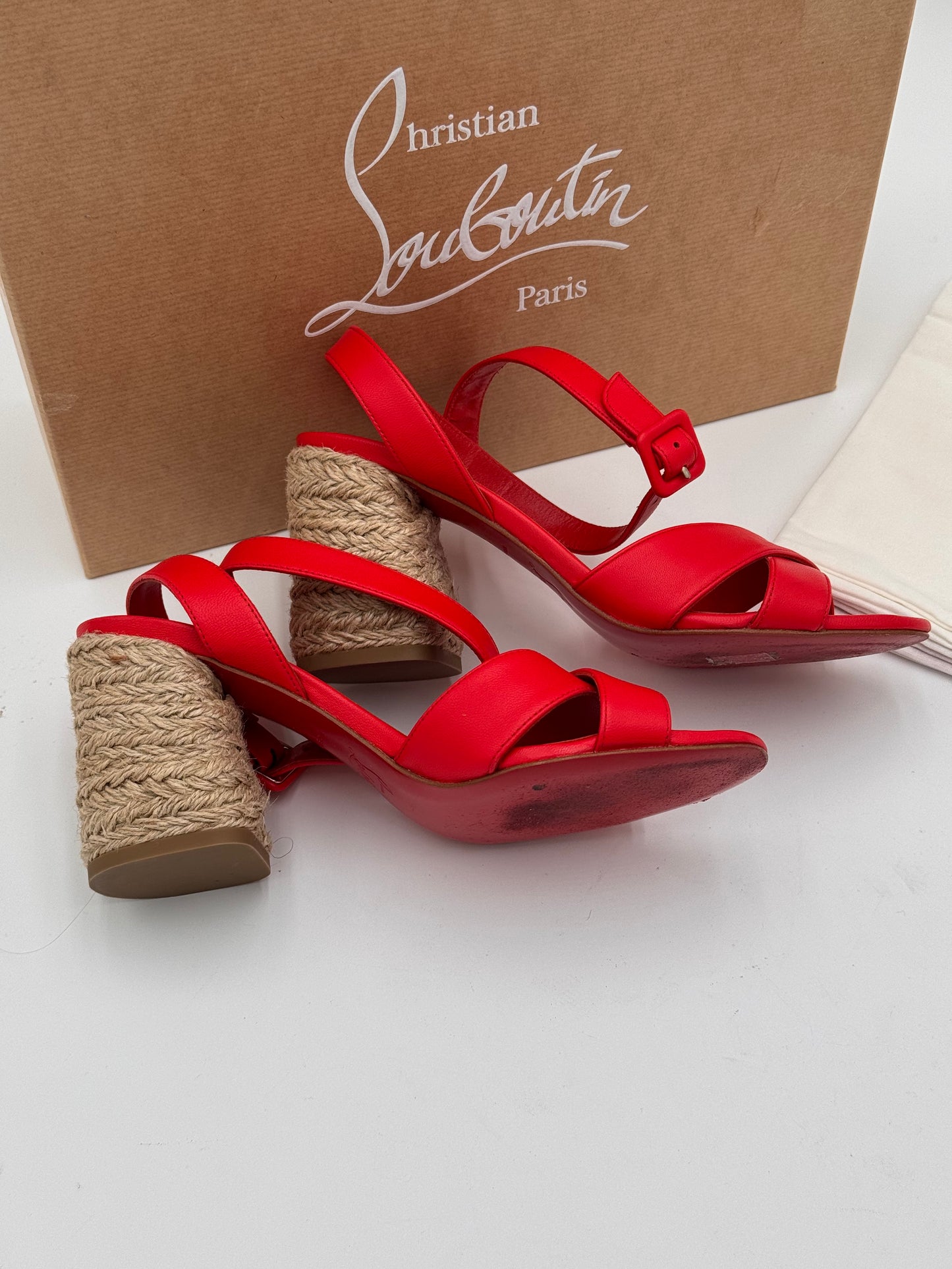 Christian Louboutin Nappa Summer Mariza 85 Espadrille Sandals Shoes size 36