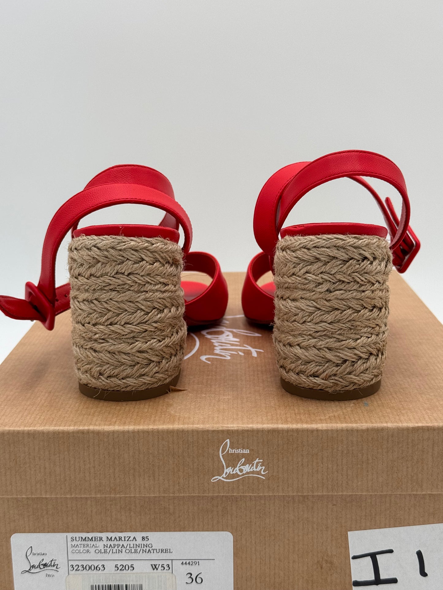 Christian Louboutin Nappa Summer Mariza 85 Espadrille Sandals Shoes size 36