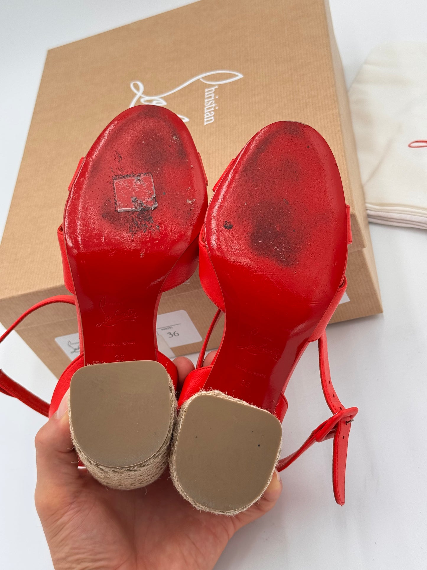 Christian Louboutin Nappa Summer Mariza 85 Espadrille Sandals Shoes size 36