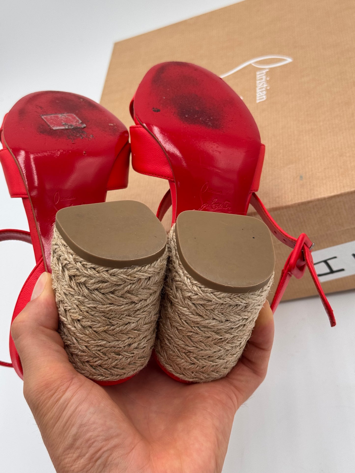 Christian Louboutin Nappa Summer Mariza 85 Espadrille Sandals Shoes size 36