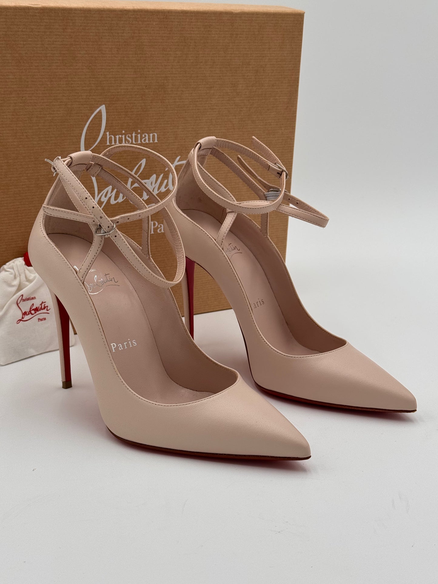 Christian Louboutin Conclusive 100 Double Ankle strap Heels Pumps Shoes size 35.5