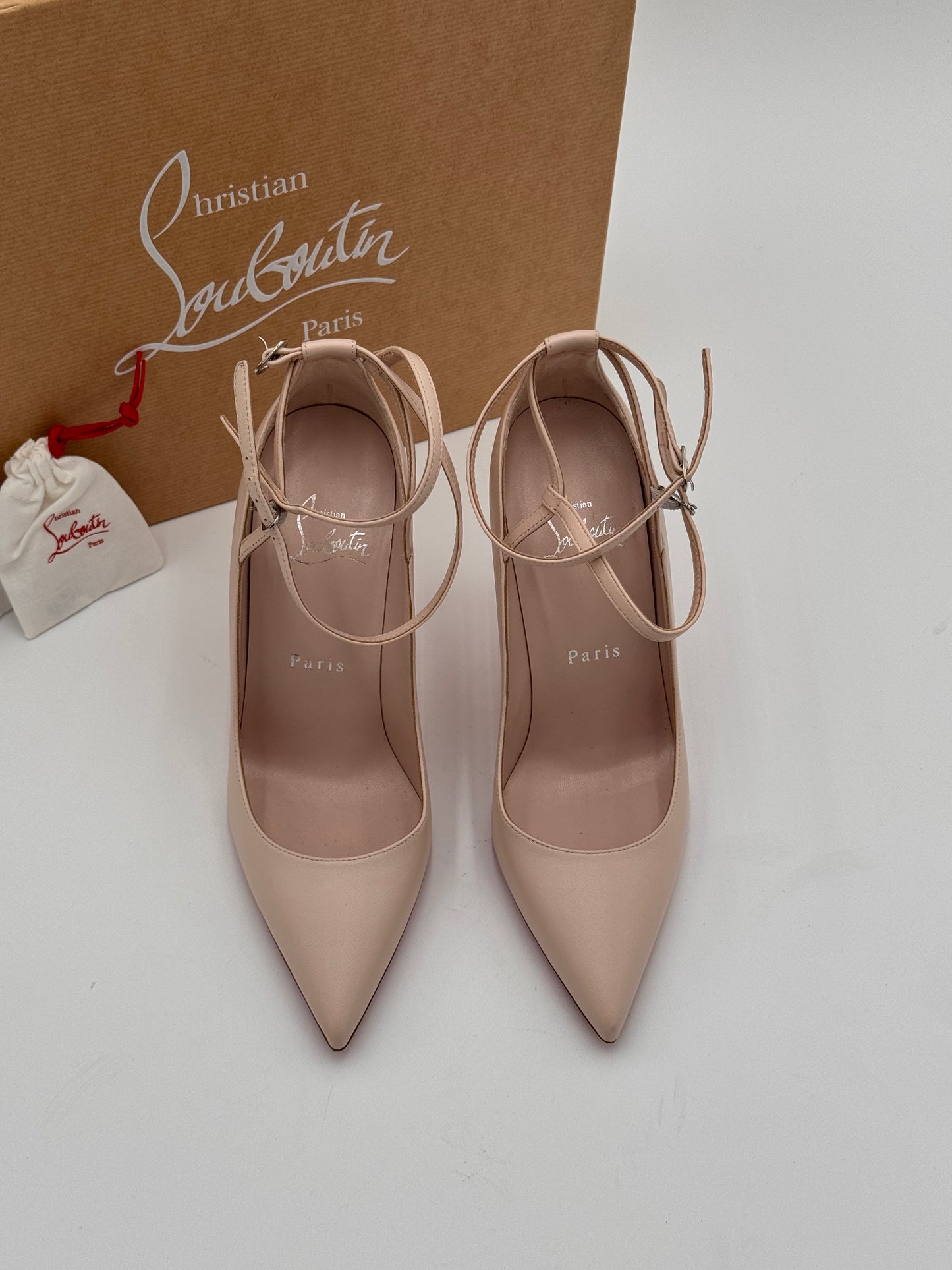 Christian Louboutin Conclusive 100 Double Ankle strap Heels Pumps Shoes size 35.5