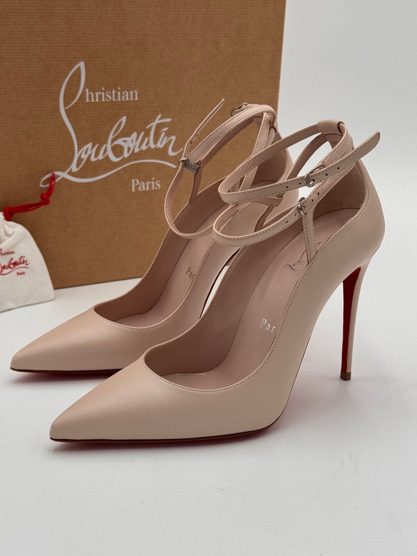 Christian Louboutin Conclusive 100 Double Ankle strap Heels Pumps Shoes size 35.5