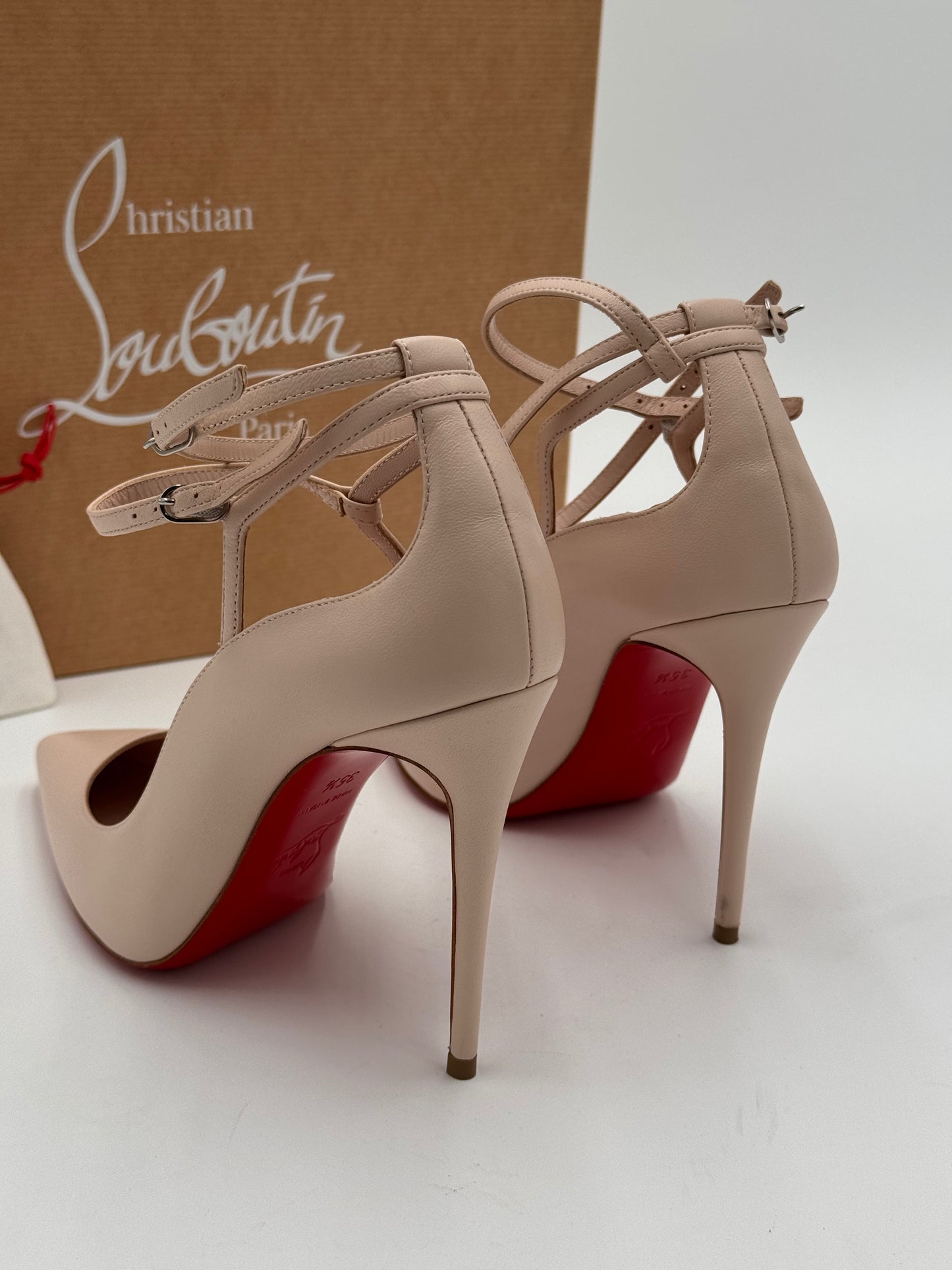 Christian Louboutin Conclusive 100 Double Ankle strap Heels Pumps Shoes size 35.5