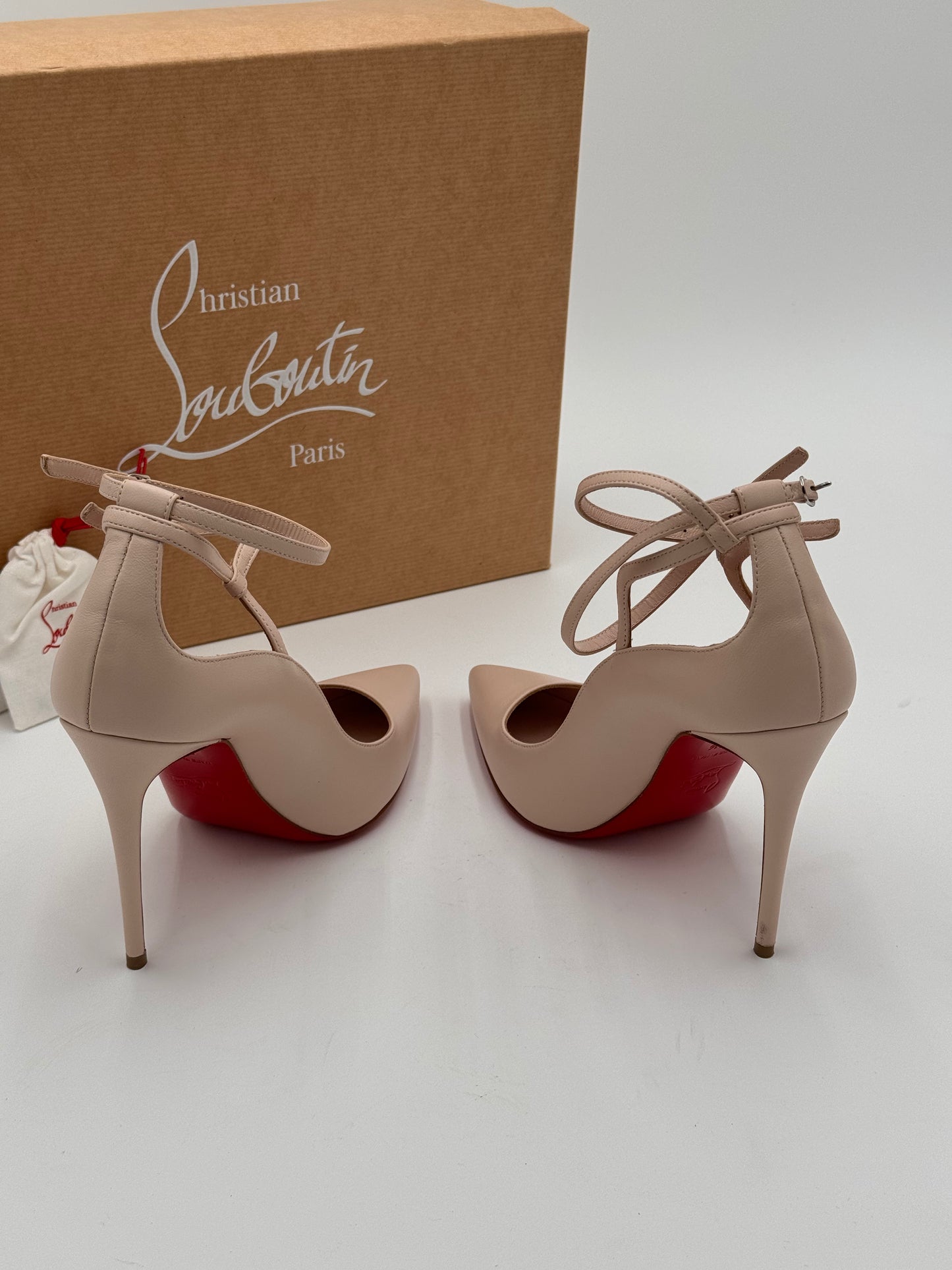 Christian Louboutin Conclusive 100 Double Ankle strap Heels Pumps Shoes size 35.5