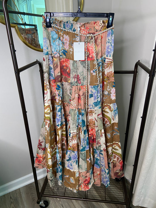 Zimmermann Cassia Patchwork Midi Skirt size US 4