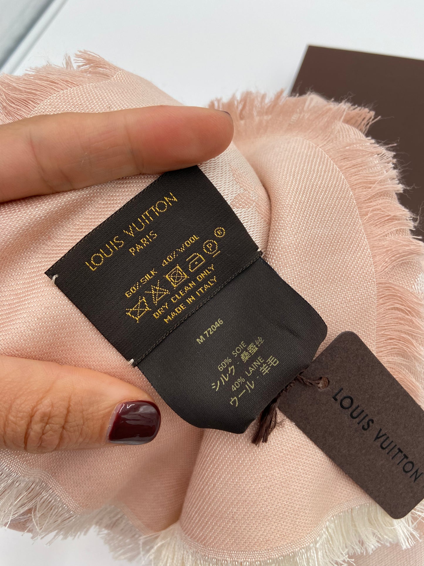 Louis Vuitton Silk Wool Monogram Shawl Denim Rose