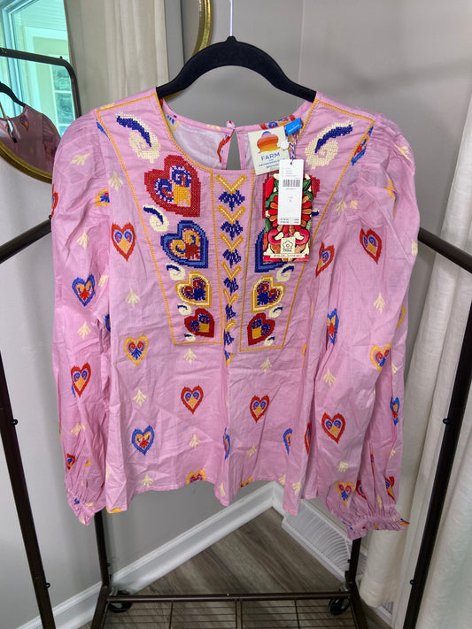 Farm Rio Balloon-Sleeve Popover Top size S