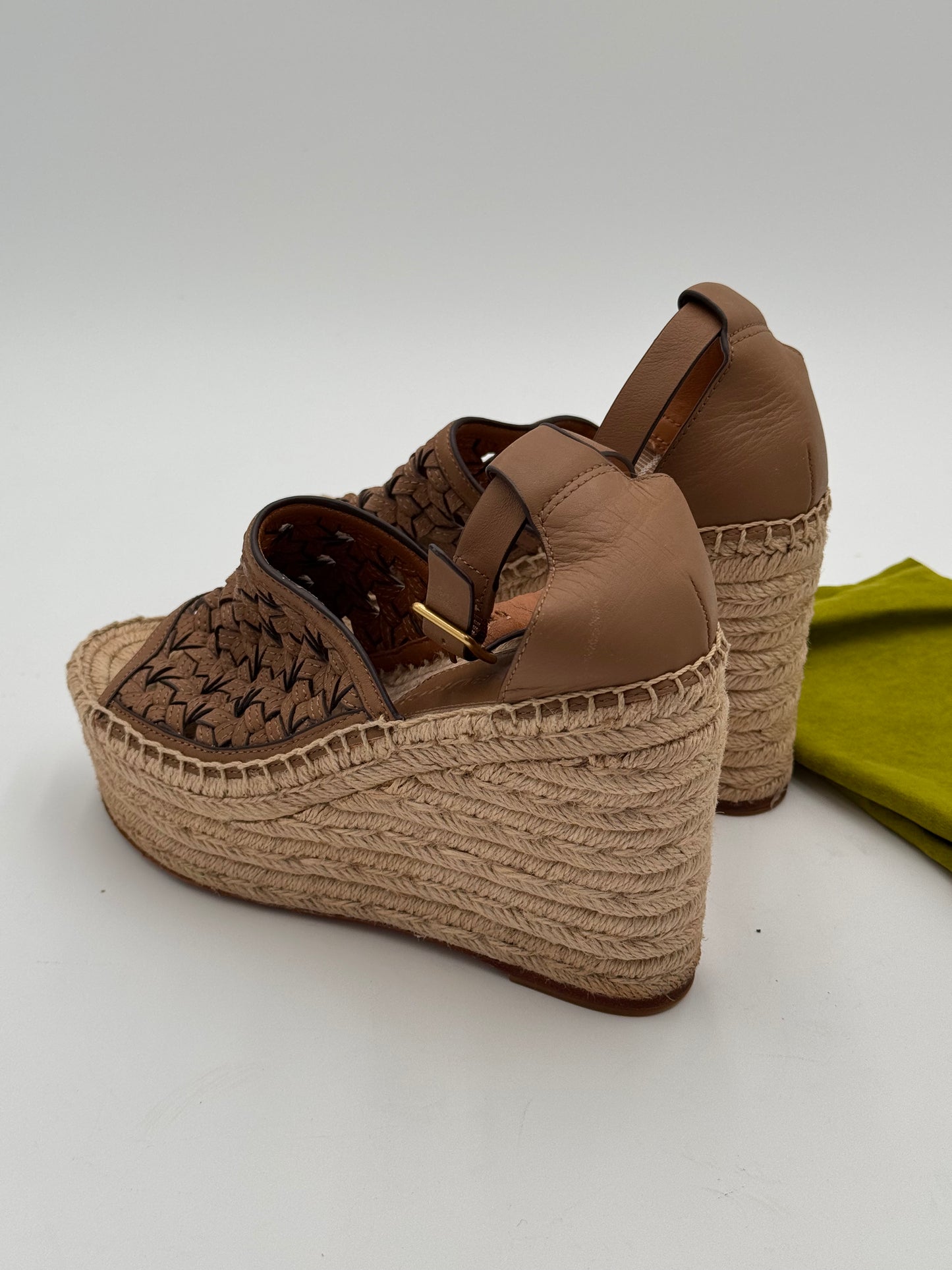 Tory Burch Basketweave Espadrille Wedge Sandals Shoes size 5
