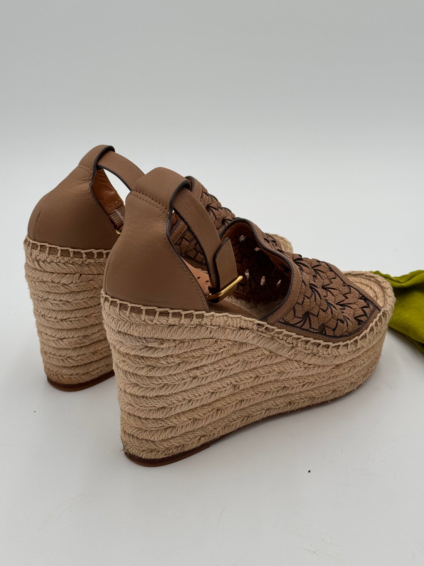 Tory Burch Basketweave Espadrille Wedge Sandals Shoes size 5