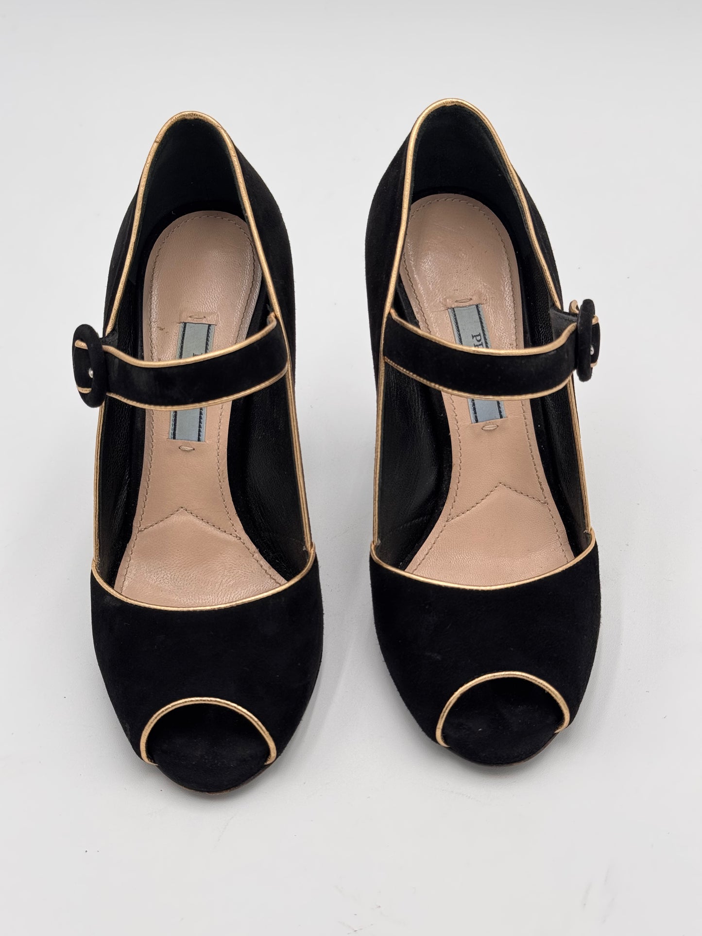 Prada Black Suede Mary Jane Pumps size 36