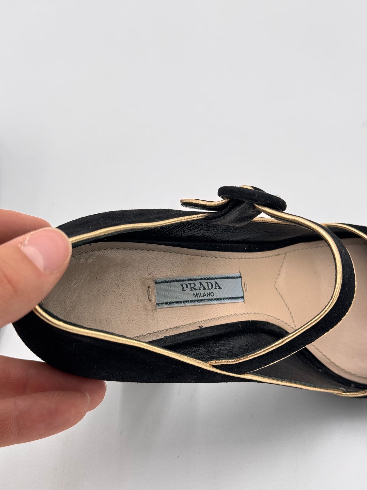 Prada Black Suede Mary Jane Pumps size 36