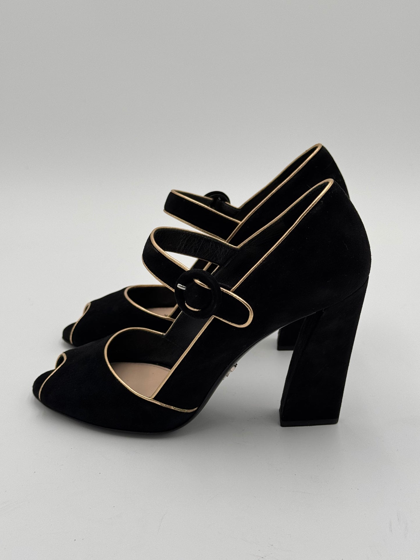 Prada Black Suede Mary Jane Pumps size 36