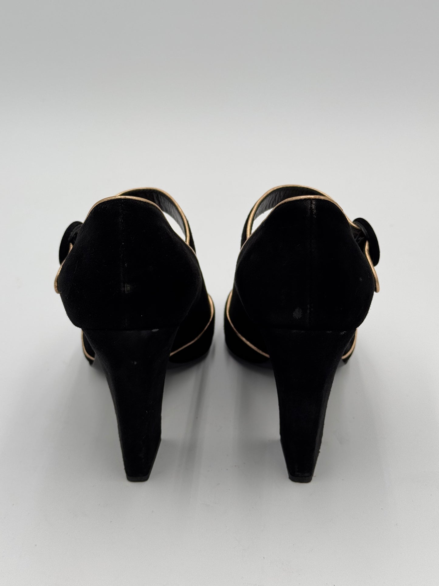 Prada Black Suede Mary Jane Pumps size 36