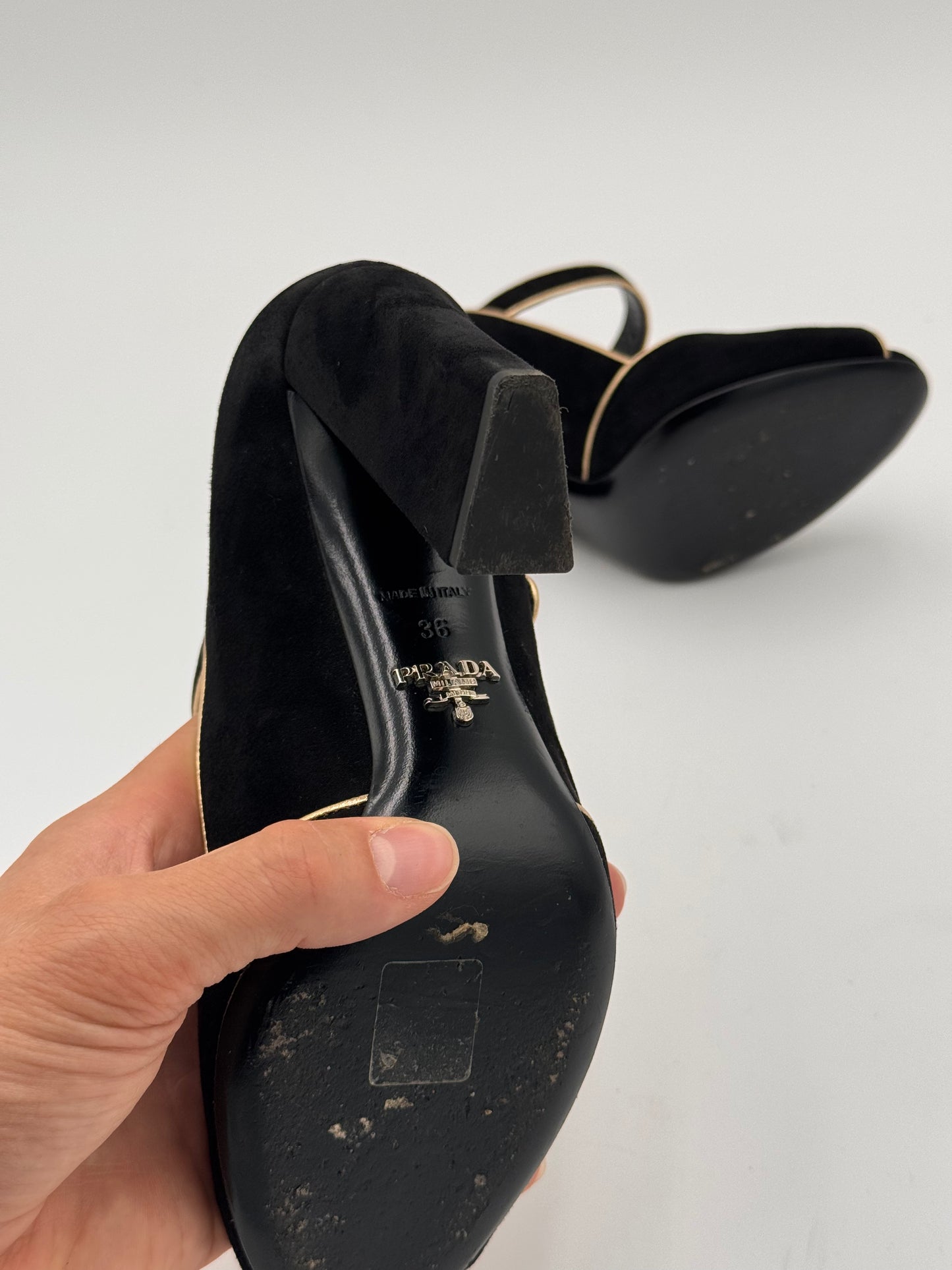 Prada Black Suede Mary Jane Pumps size 36
