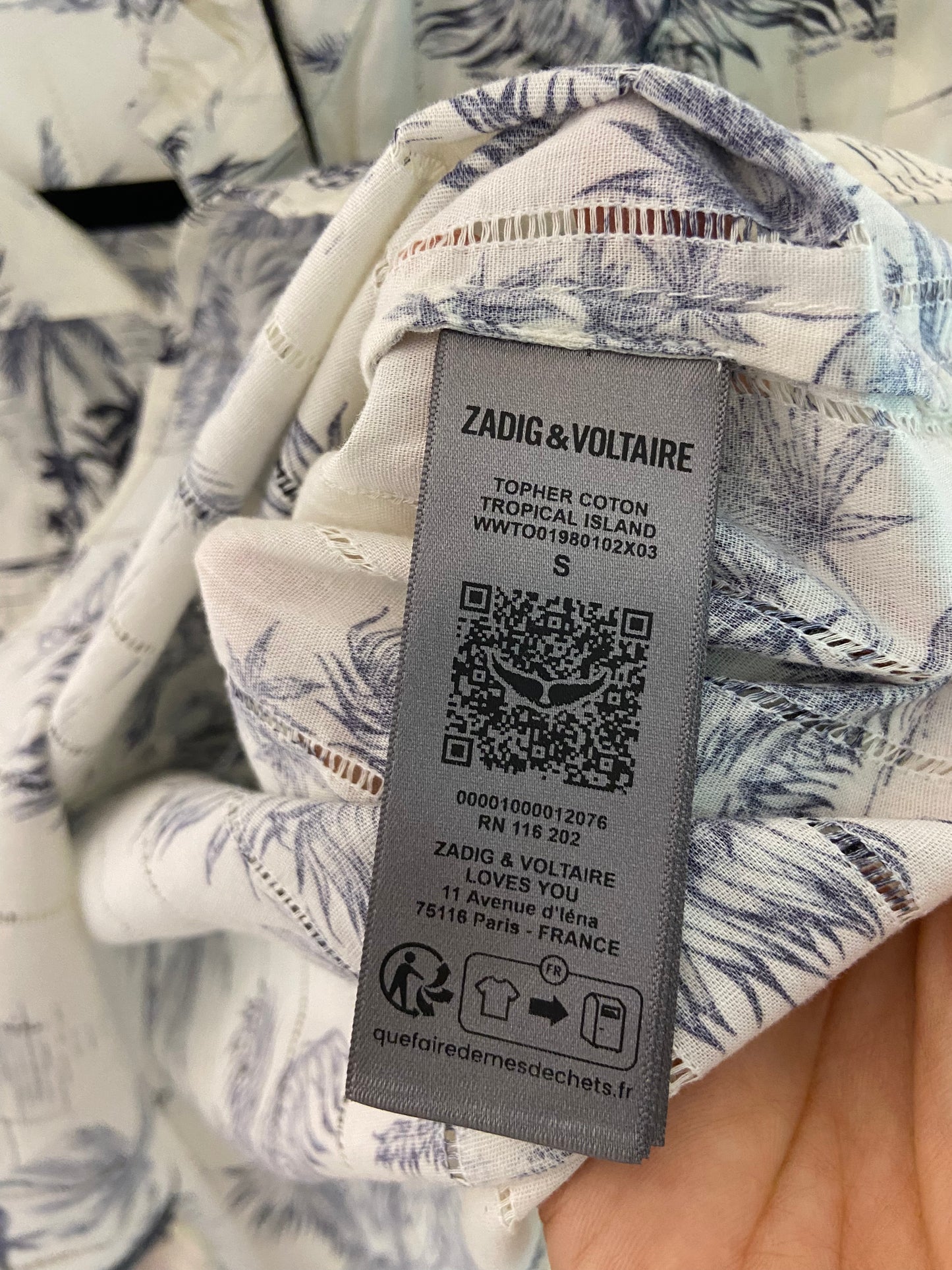 Zadig & Voltaire Topher Coton Tropical Island Top size S