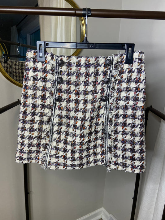 Veronica Beard Starck Tweed Skirt in Ecru Multi size 4